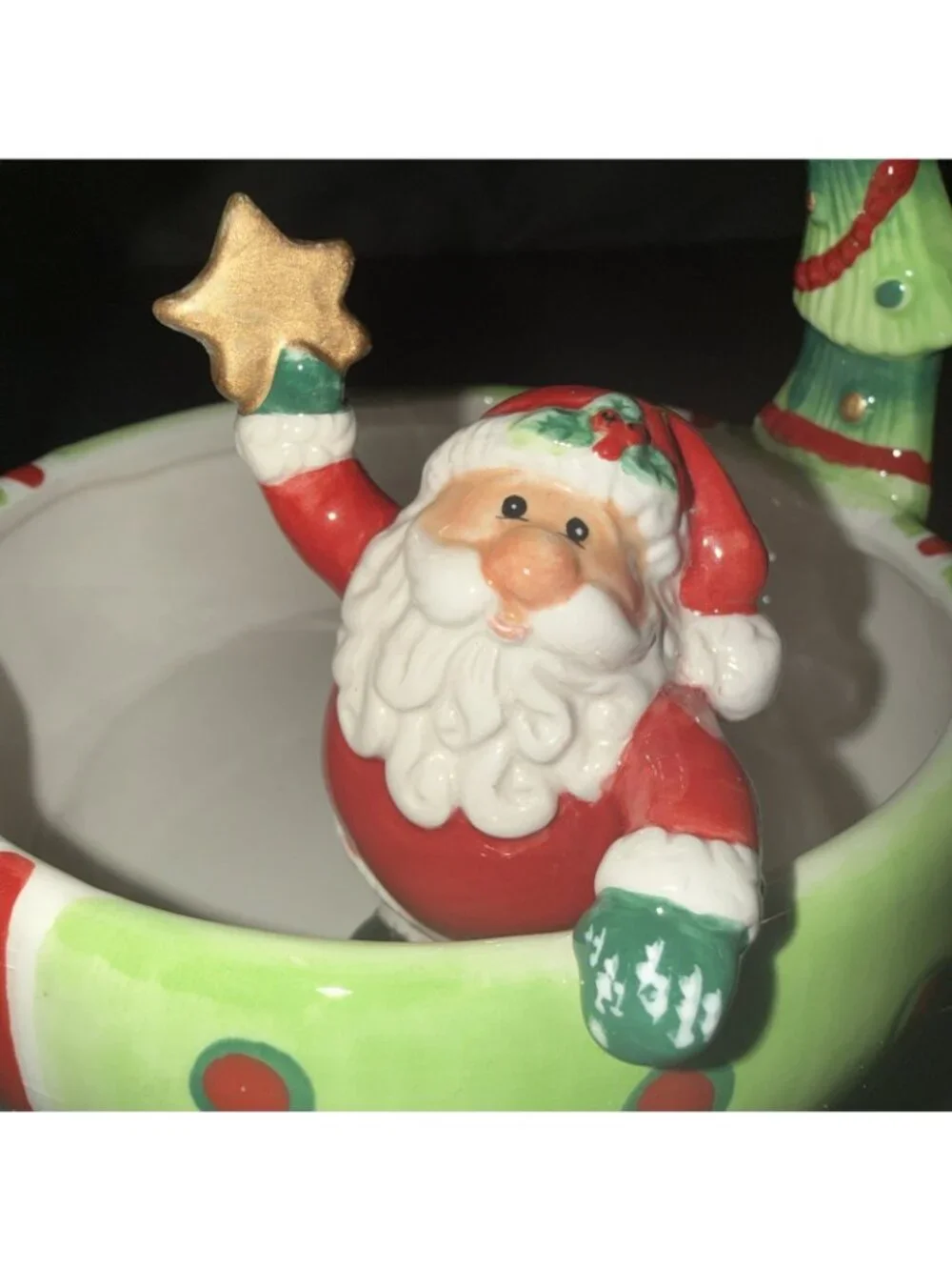 Fitz And Floyd Santa Claus Merry Christmas Basket 2006 Ceramic Candy Dish Vintag